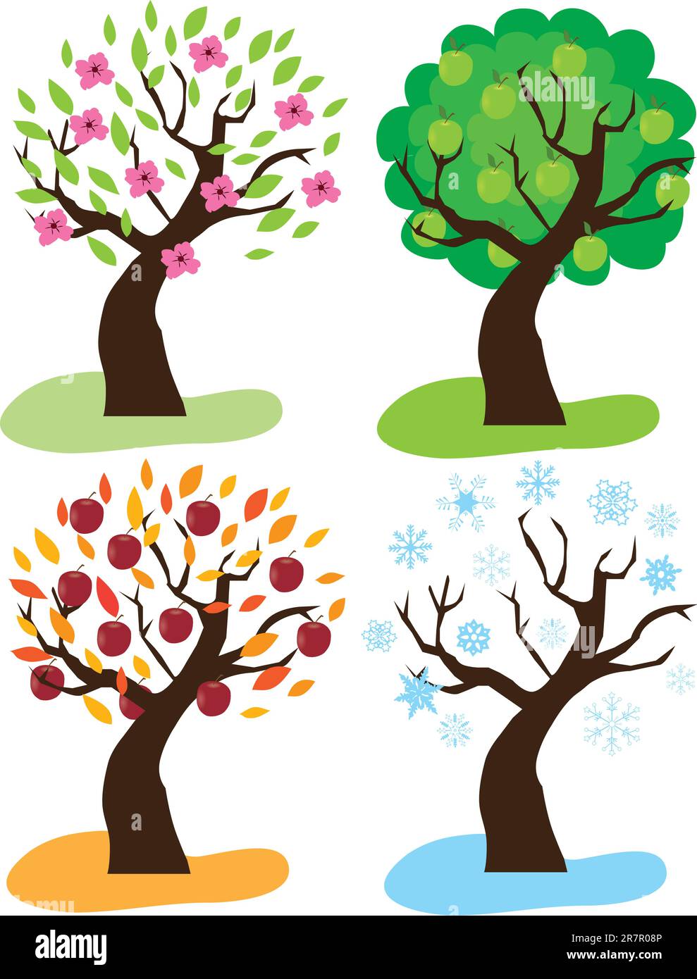 Vector illustration of set of apple trees Stock Vector Image & Art Alamy