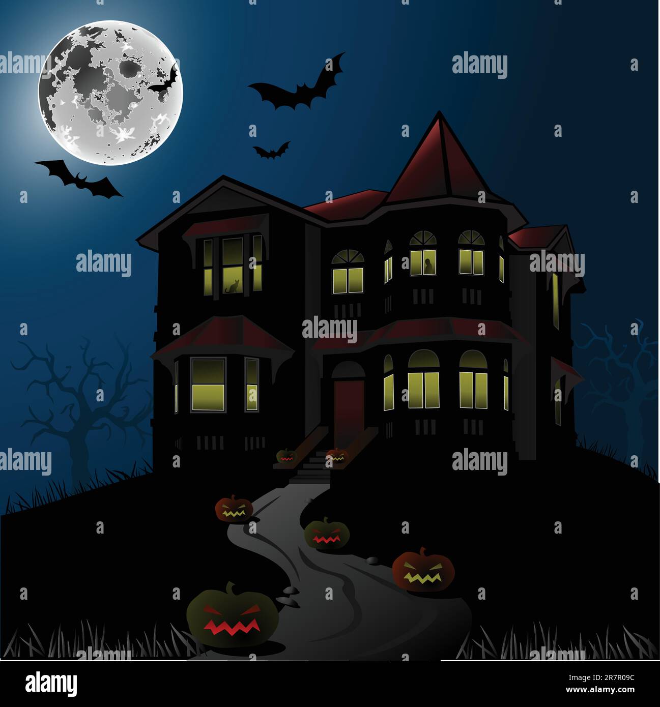Illustration vector background, Halloween Haunted House Stock Vector ...