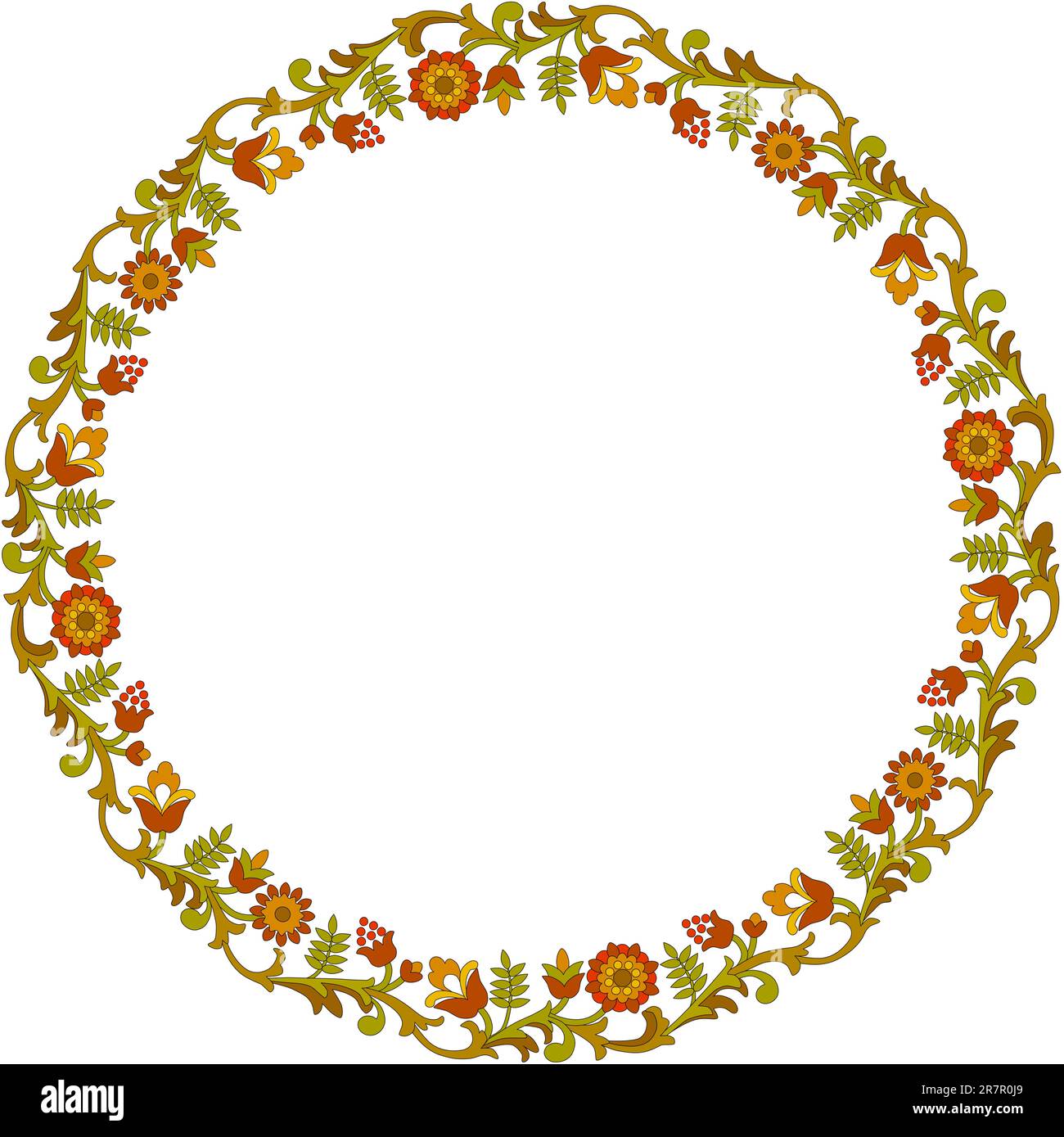 Round floral frame. AI8 compatible eps file Stock Vector