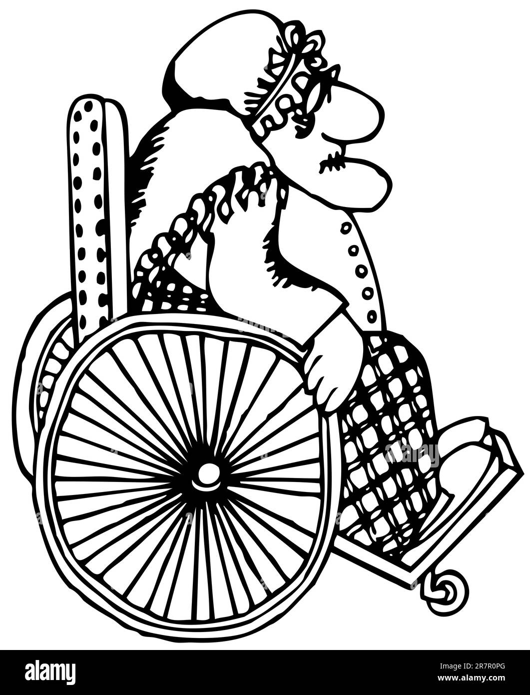 old-woman-on-wheelchair-stock-vector-image-art-alamy