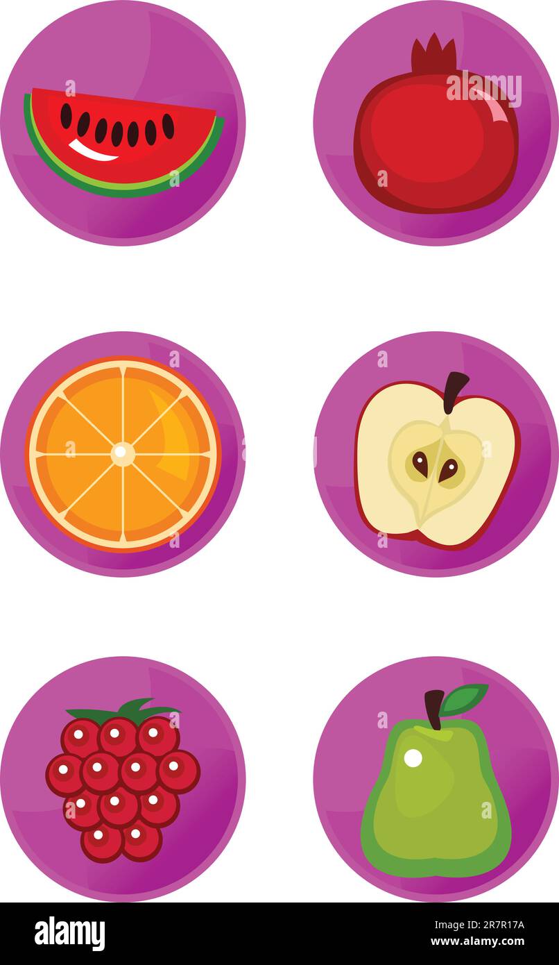 Vector fruit icons isolated on white background Stock Vector Image ...