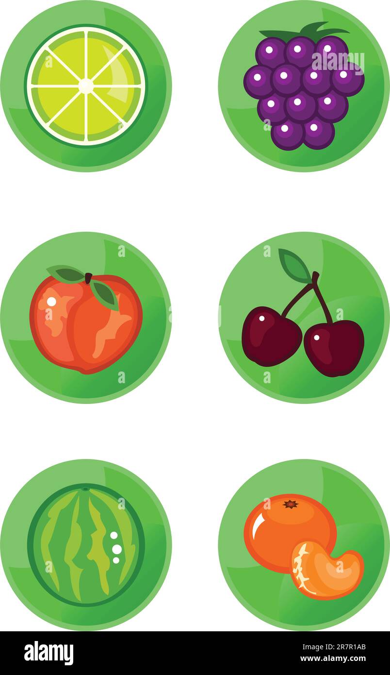 Vector fruit icons isolated on white background Stock Vector Image ...