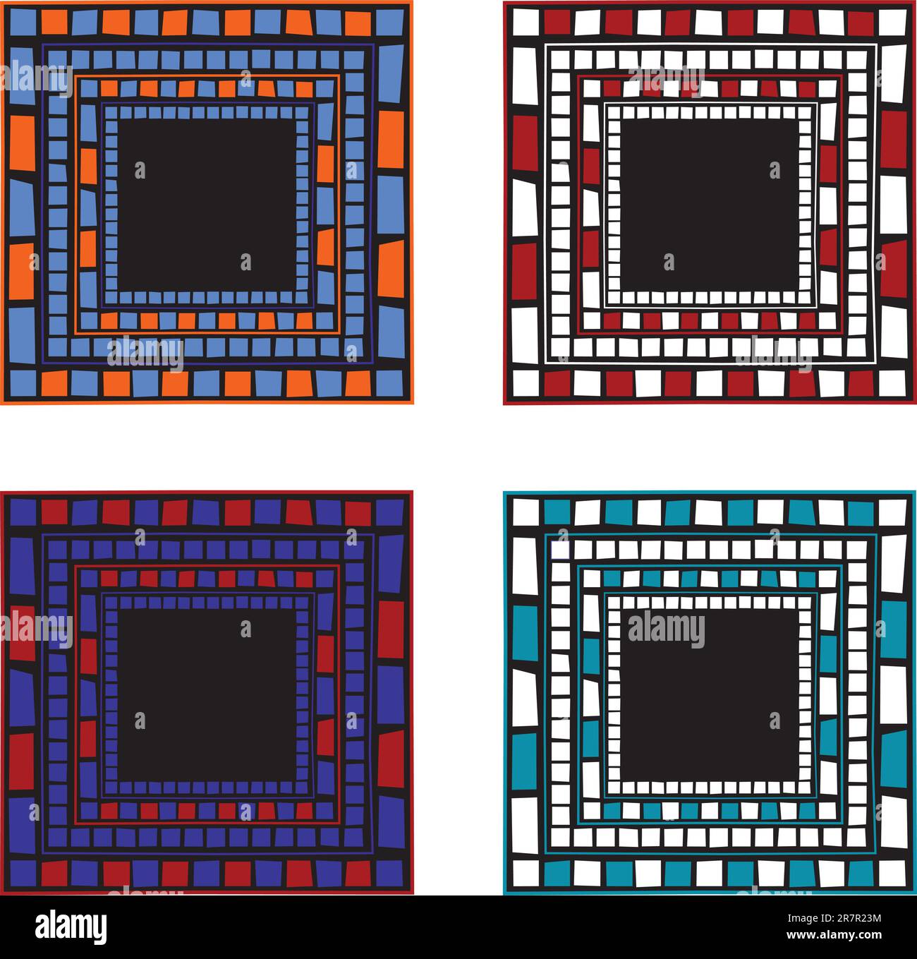 Illustration of mosaic frames on white background Stock Vector