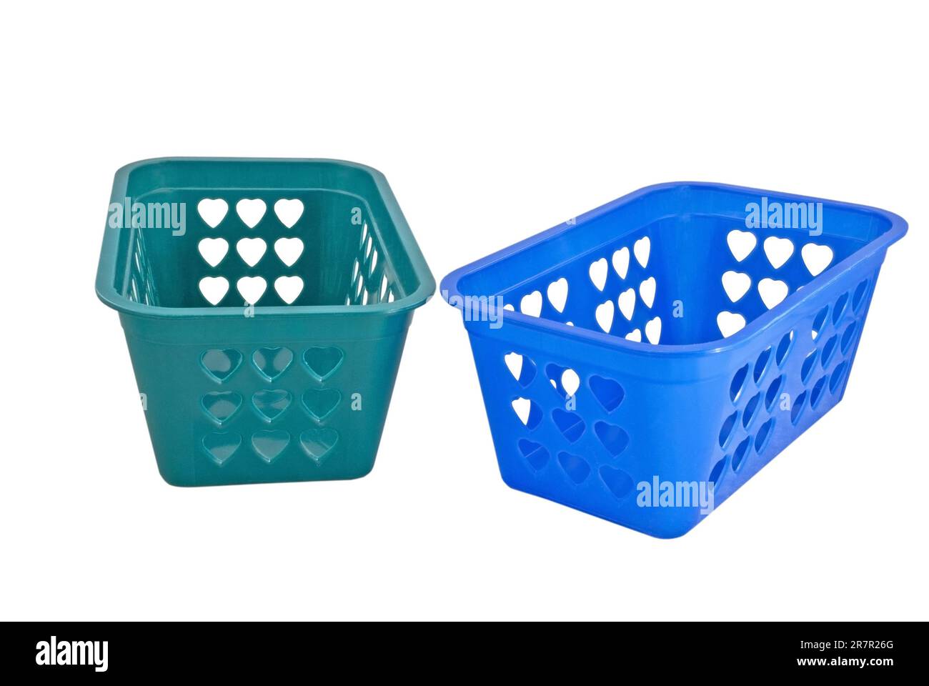 Empty plastic baskets isolated on white background Stock Photo Alamy