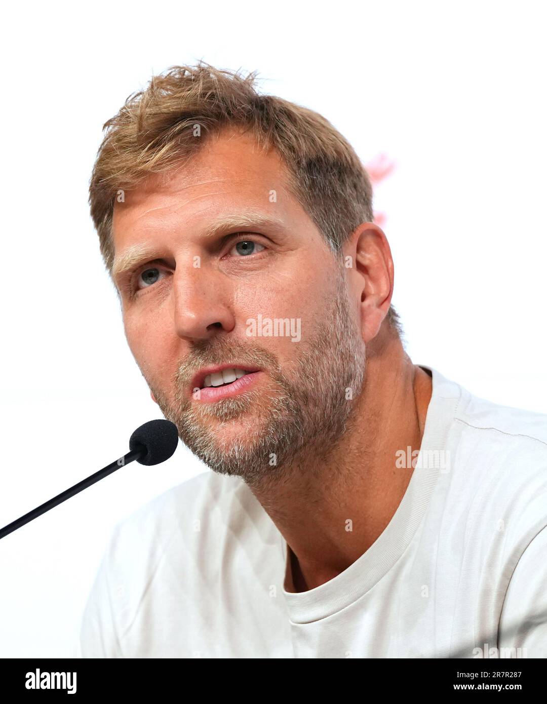 Berlin, Germany. 17th June, 2023. Sports for the disabled: Special Olympics, World Games, Dirk Nowitzki, former professional basketball player, speaks during a press conference. Credit: Soeren Stache/dpa/Alamy Live News Stock Photo