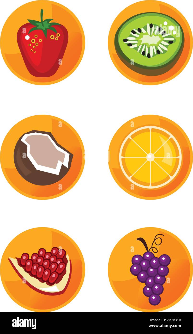 Vector fruit icons isolated on white background Stock Vector Image ...