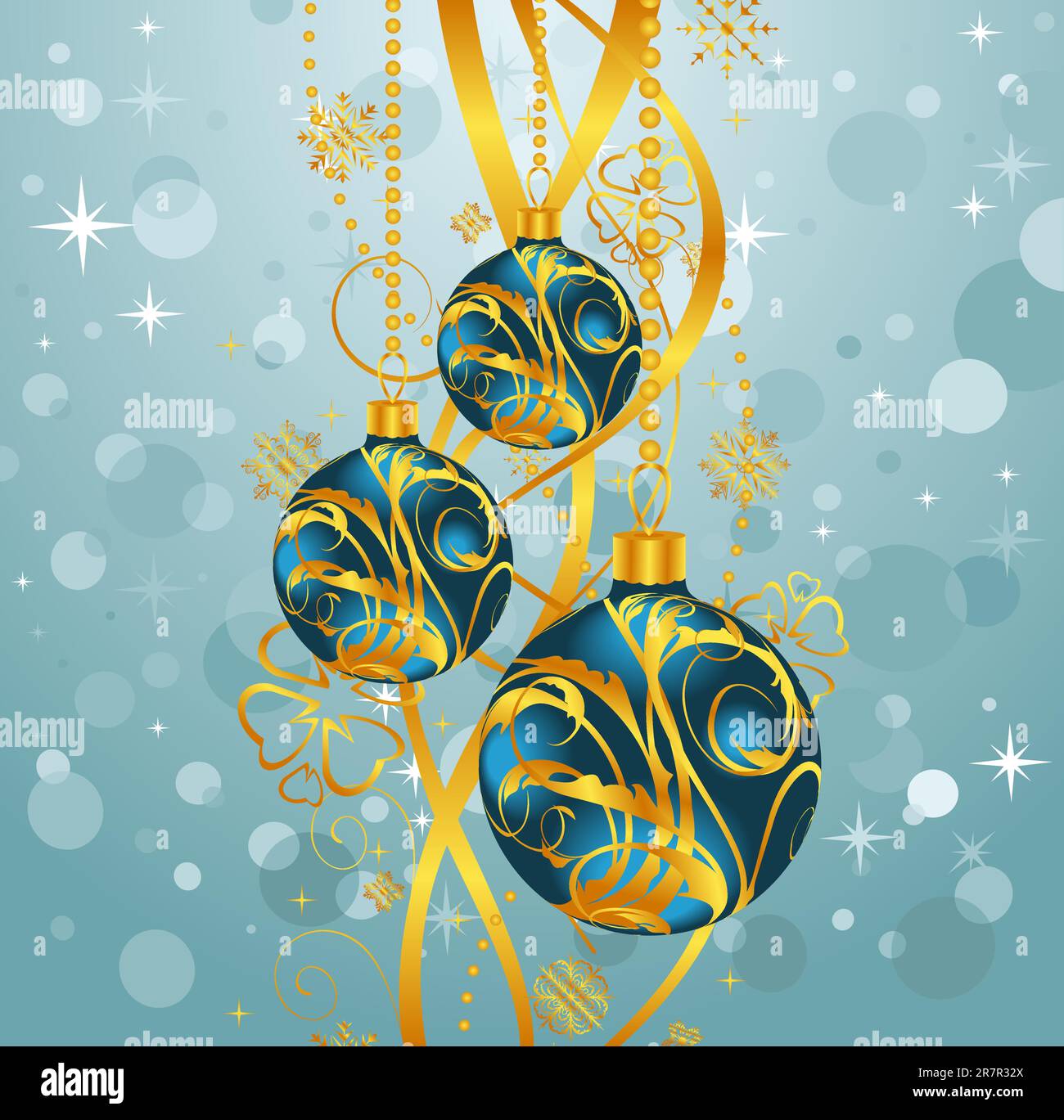Illustration abstract blue background with Christmas balls - vector ...
