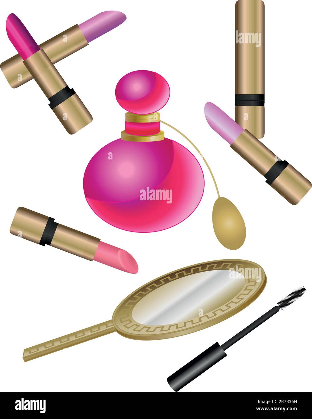 Cosmetics Set isolated on white background Stock Vector