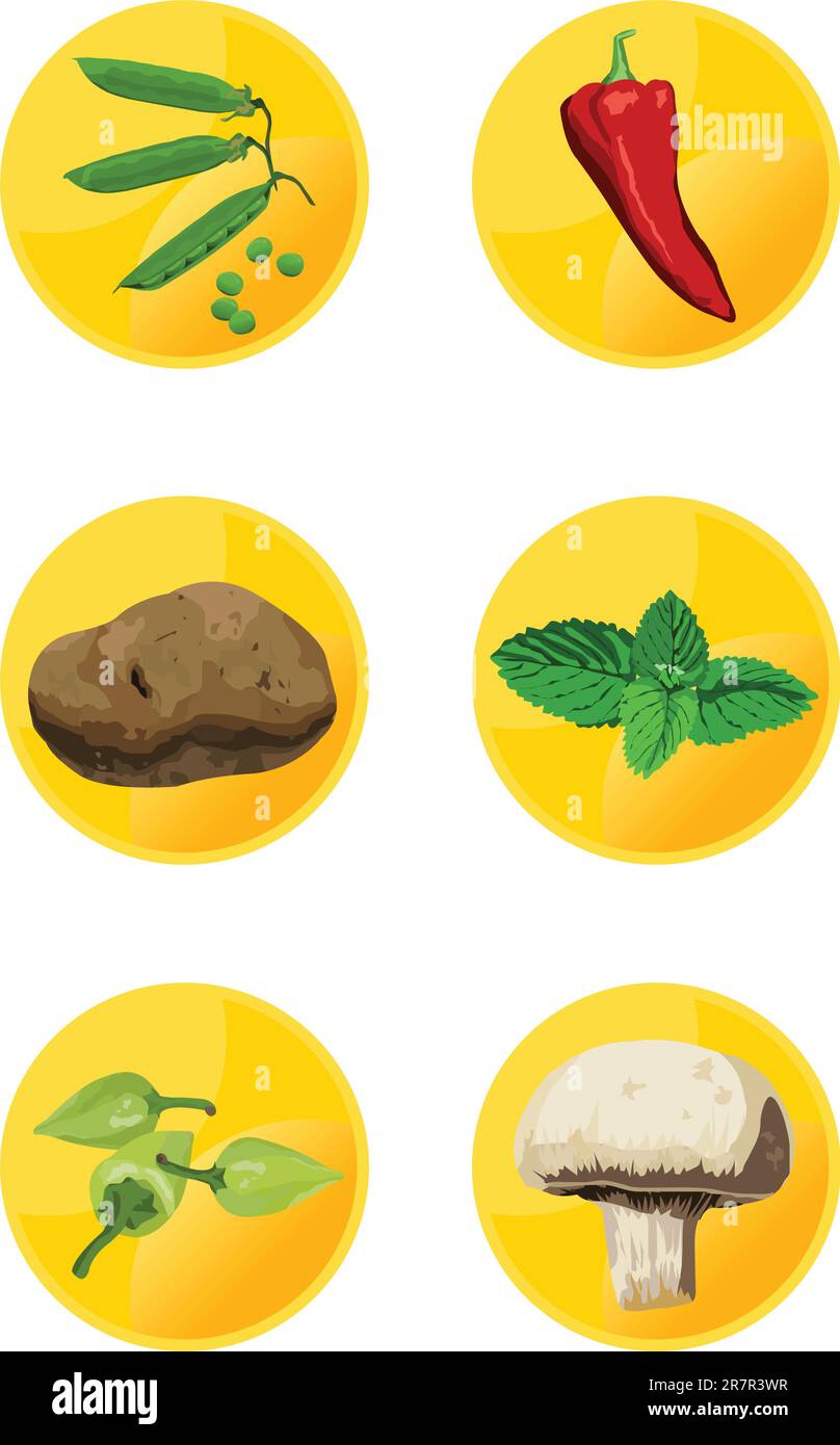 Vector vegetable icons isolated on white background Stock Vector Image ...