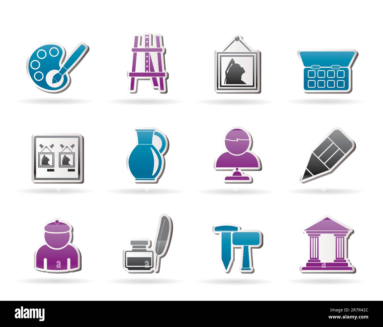 Fine art objects icons - vector icon set Stock Vector