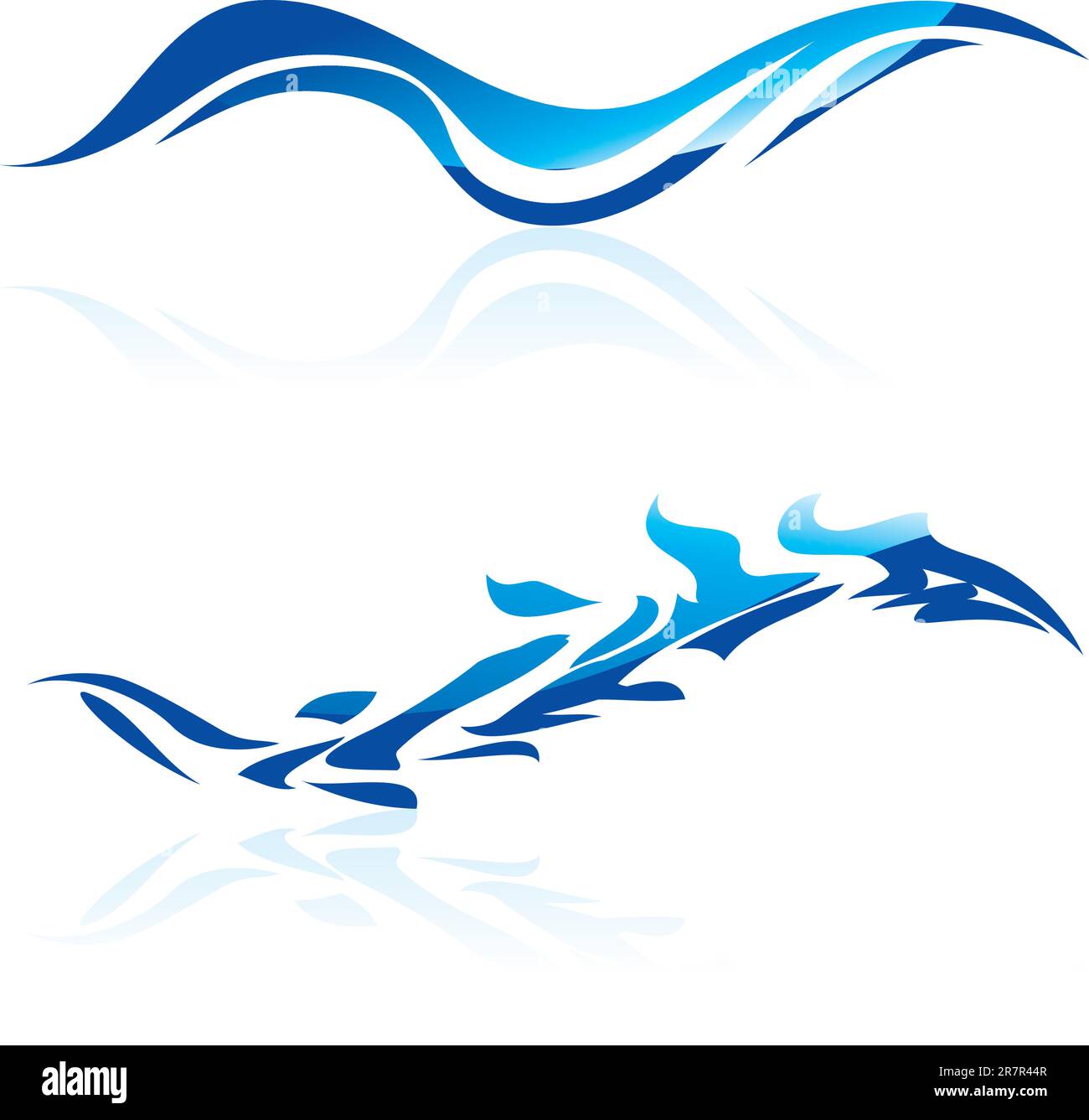 Vector illustration of abstract blue waves on black background #10 ...