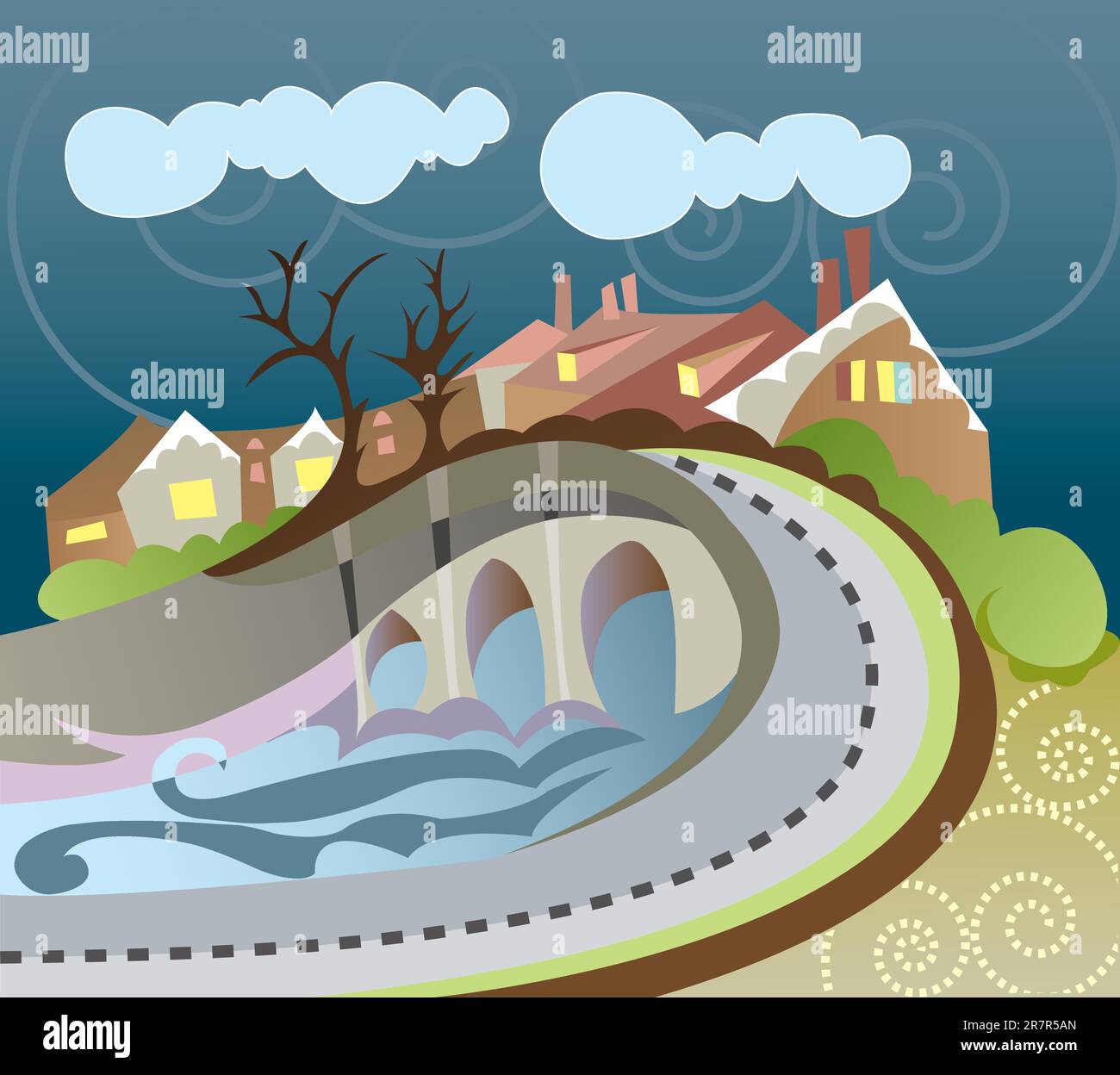 illustration of typical England landscape Stock Vector Image & Art - Alamy