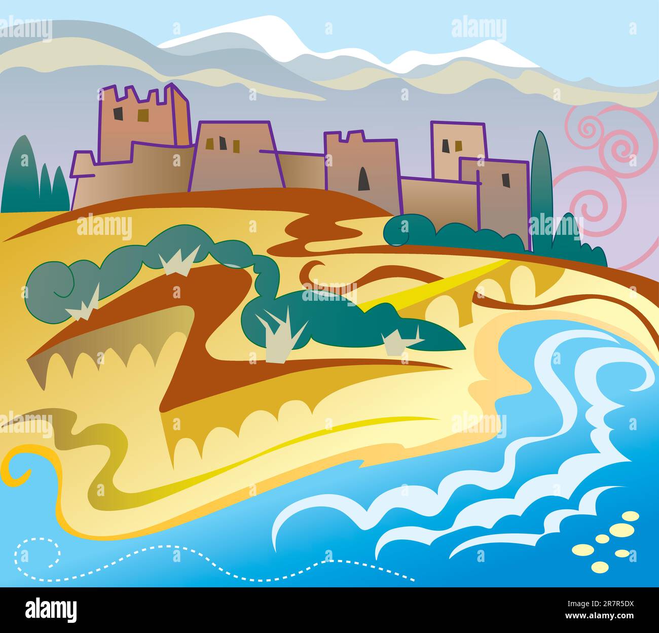 illustration-of-typical-spain-landscape-stock-vector-image-art-alamy