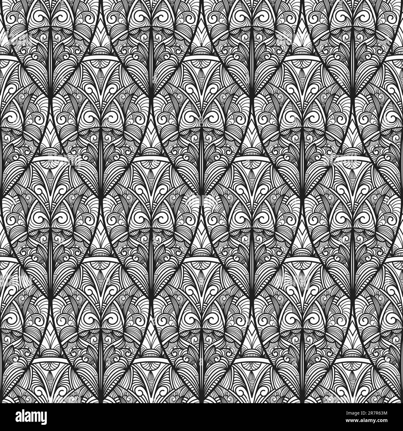 vector seamless abstract highly detailed pattern, clipping masks Stock