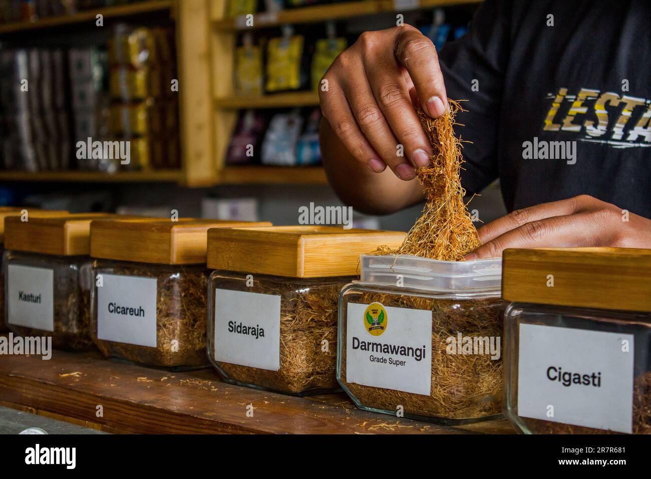 https://c8.alamy.com/comp/2R7R681/june-17-2023-sumedang-west-java-indonesia-a-man-arranges-various-types-of-local-tobacco-on-june-17-2023-at-tobacco-wholesale-market-in-tanjungsari-sumedang-regency-indonesia-draft-health-bill-ruu-being-discussed-by-the-government-has-become-a-polemic-because-it-is-considered-to-threaten-tobacco-farmers-draft-law-on-health-contains-several-regulations-one-of-which-is-the-issue-of-equalizing-tobacco-and-tobacco-products-with-narcotics-psychotropic-substances-and-alcohol-according-to-data-from-the-central-statistics-agency-bps-indonesia-produced-2257-thousand-tons-of-tobacco-2R7R681.jpg