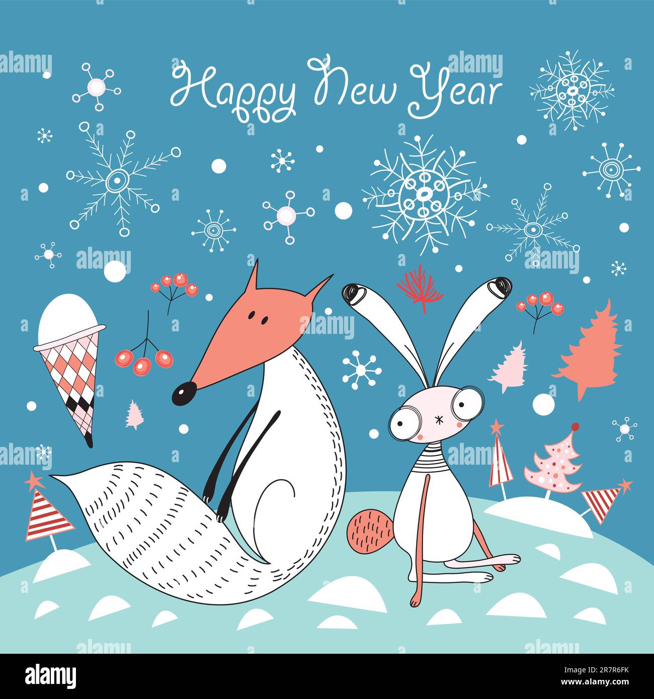 Red fox greeting card picture Stock Vector Images - Alamy