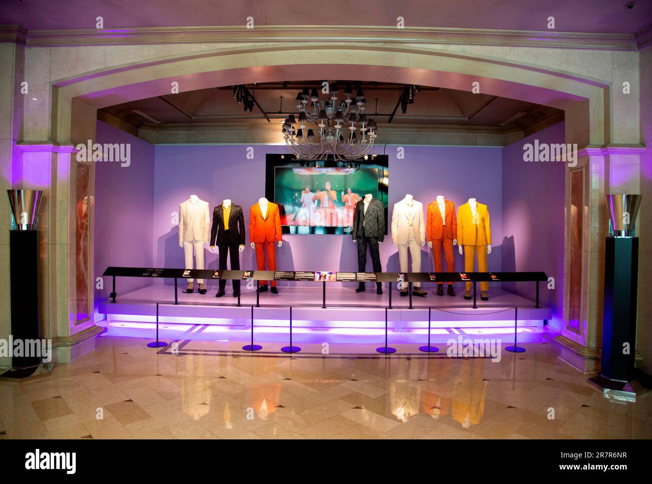 BTS' 10th Anniversary Festa, June 15, 2023 : The outfits donned by BTS during their performance of 'Dynamite' at the 63rd Grammy Awards, are displayed at a hotel in Seoul, South Korea. Eland Group displays the performance outfits to the public from its collection that it acquired from an auction, to celebrate K-pop band BTS' 10th debut anniversary. BTS' 10th Anniversary Festa is held from June 12 for two weeks at various places in Seoul. Credit: Lee Jae-Won/AFLO/Alamy Live News Stock Photo