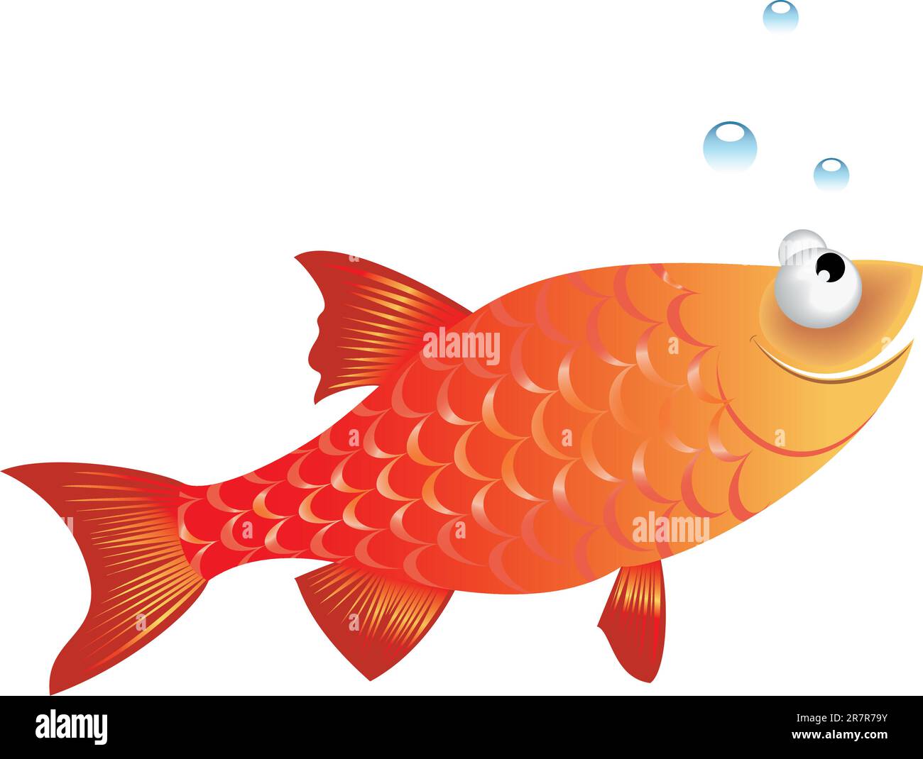 Vector illustration of funny fish on white background Stock Vector