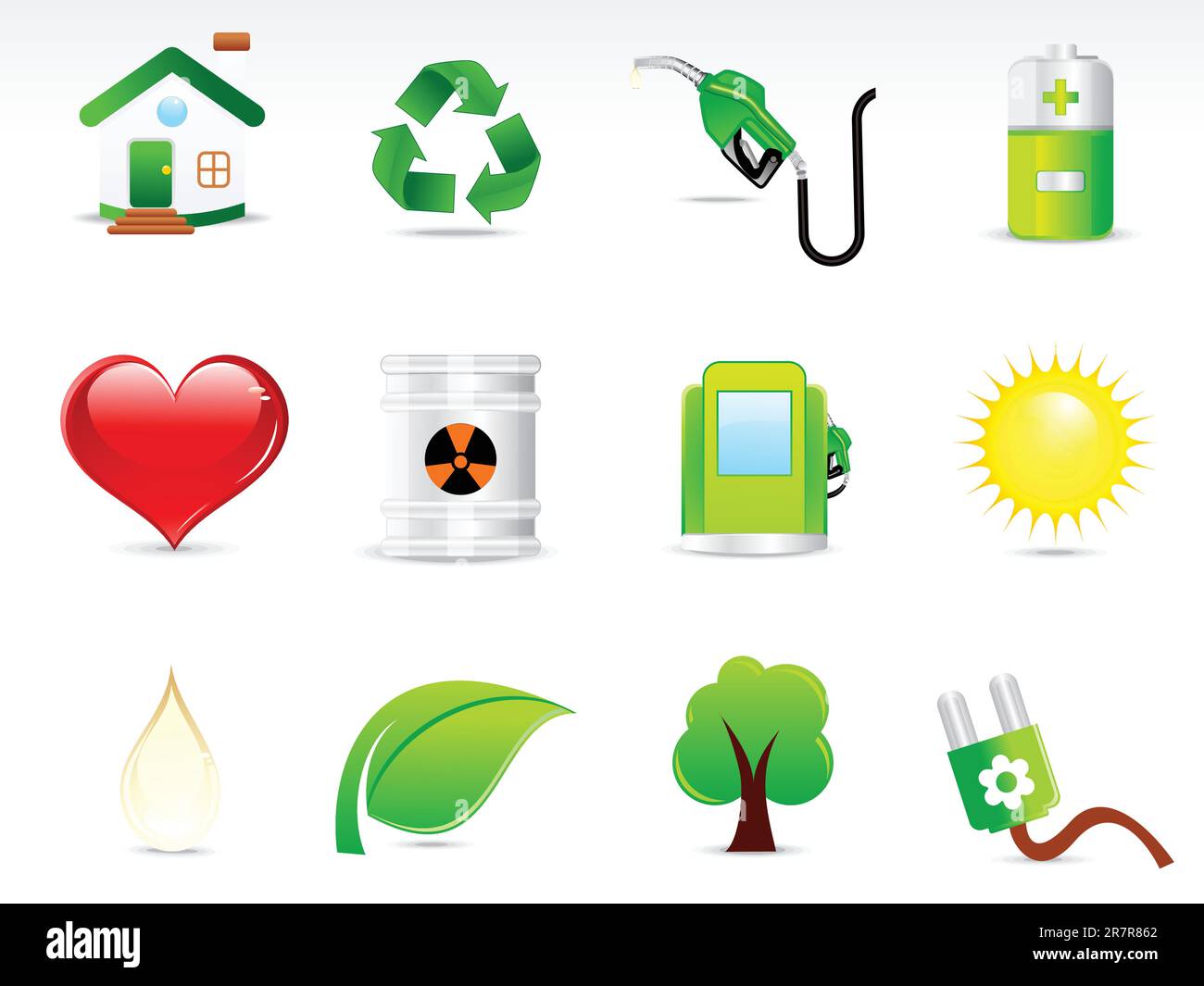 abstract green eco icon set vectot illustration Stock Vector Image ...