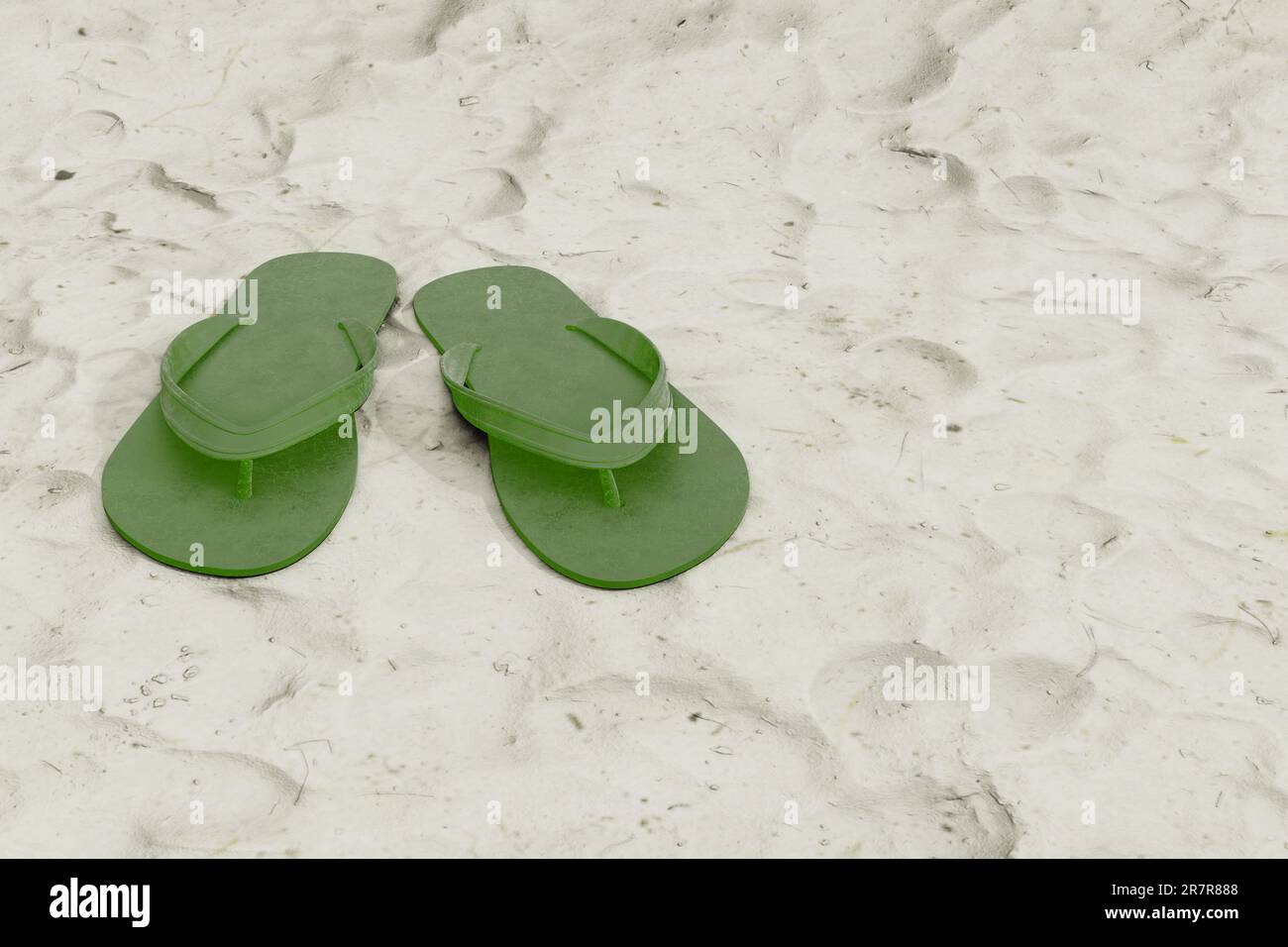 flip flops on beach sand 3d illustration Stock Photo - Alamy