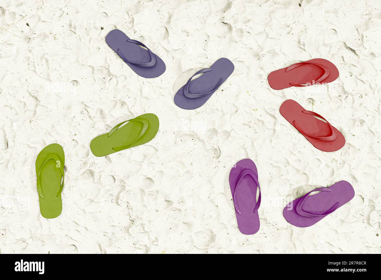 flip flops on beach sand 3d illustration Stock Photo - Alamy