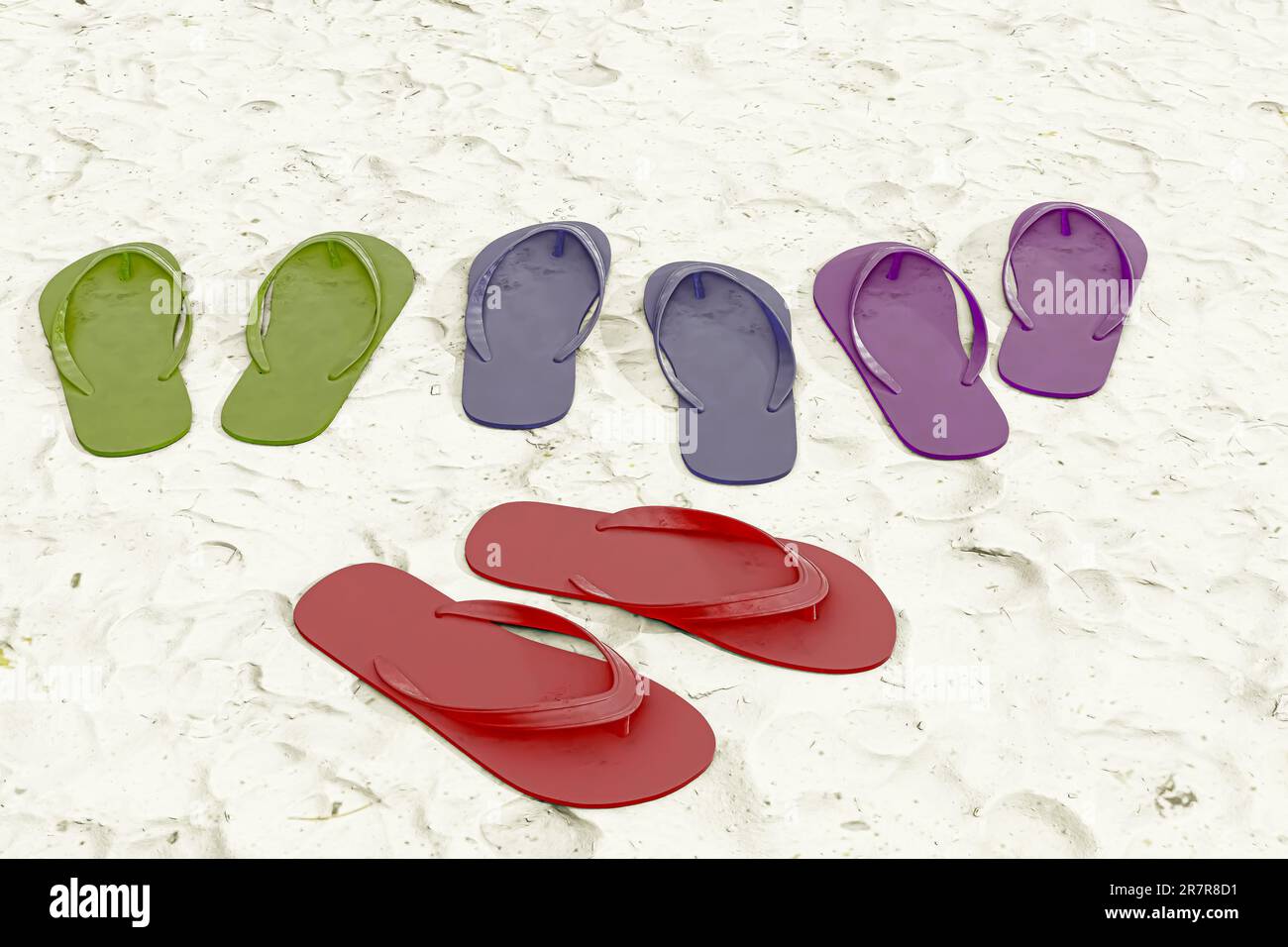 flip flops on beach sand 3d illustration Stock Photo - Alamy