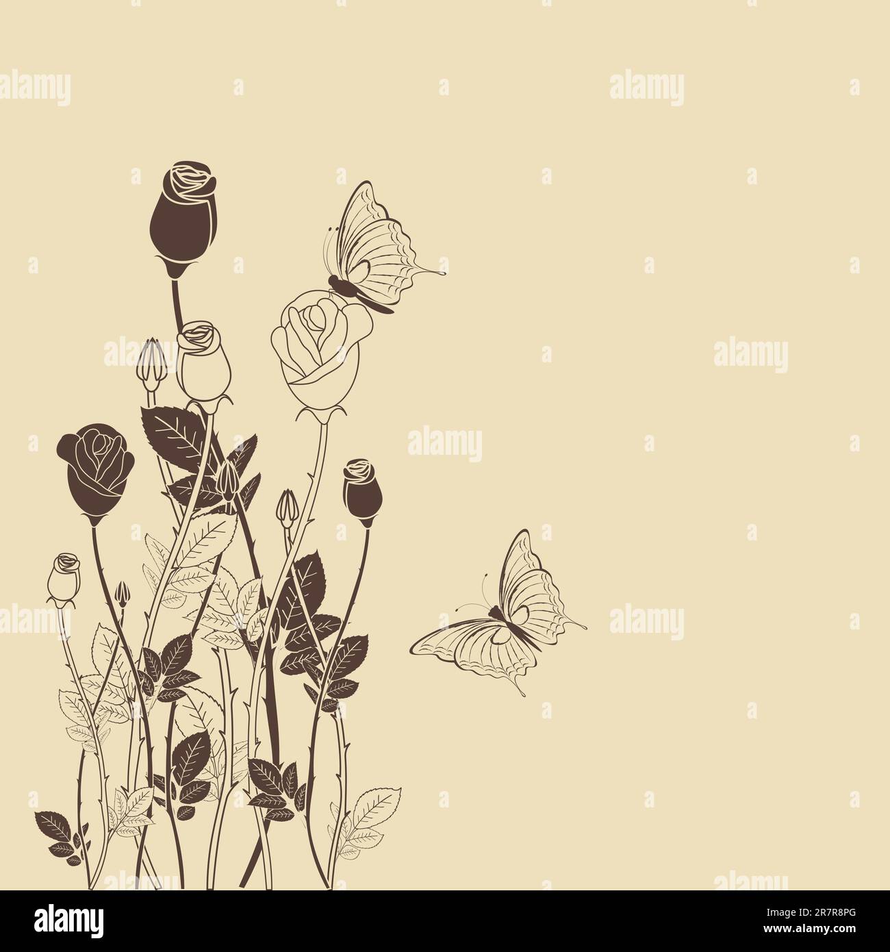Rose flower with butterfly background Stock Vector Image & Art - Alamy