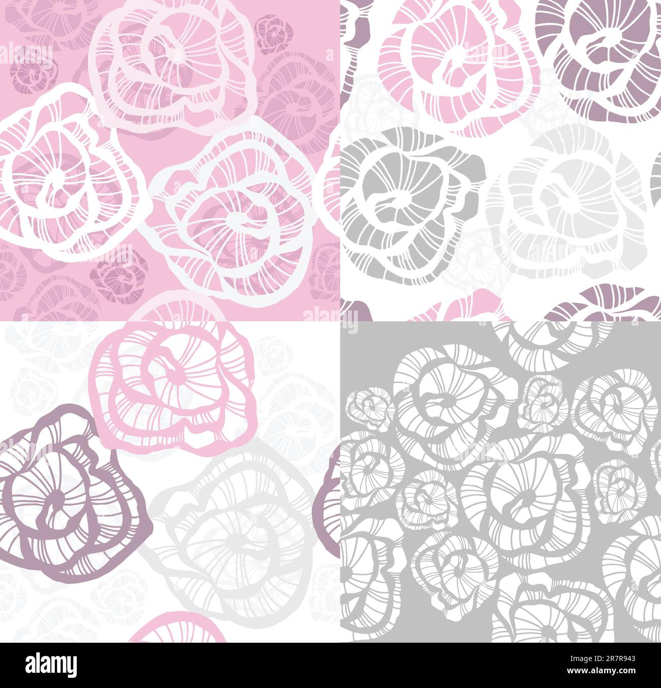 Abstract seamless flower rose pattern set Stock Vector Image & Art - Alamy
