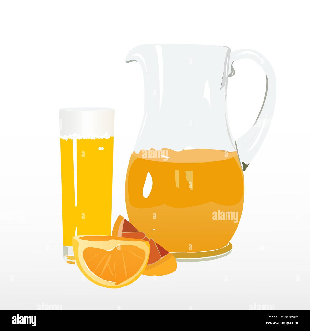Sticker pitcher orange juice on white Royalty Free Vector