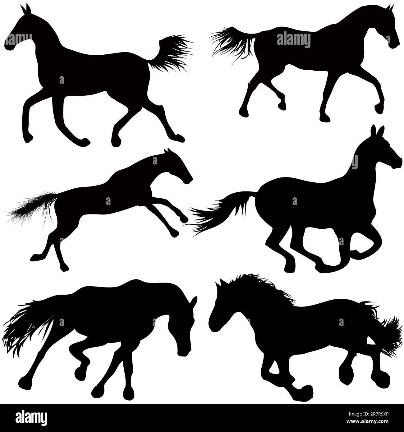 Silhouette of a horse jump young stallion running. Vector illustration Stock Vector Image & Art
