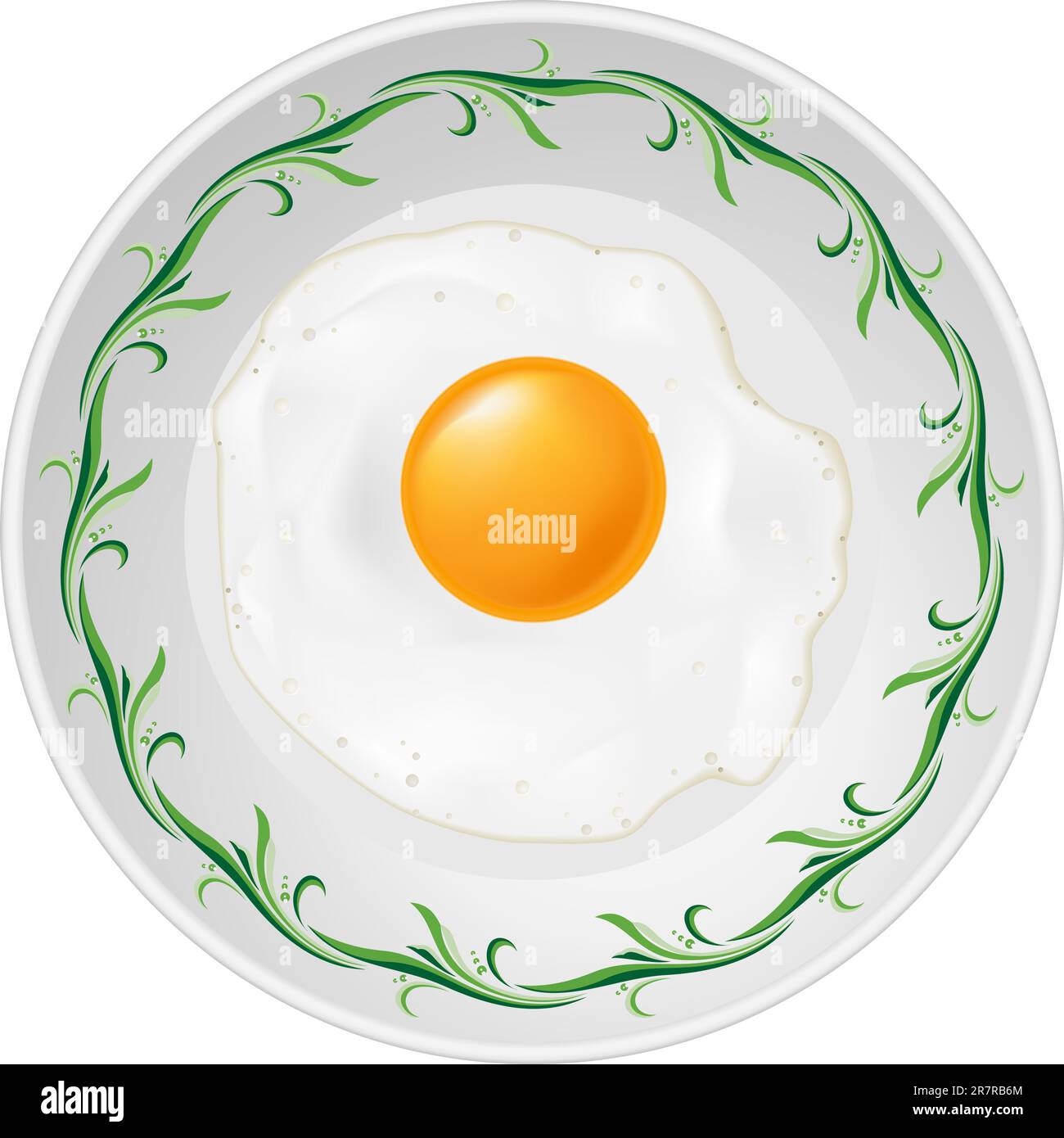 Fried egg on plate. Illustration on white background Stock Vector