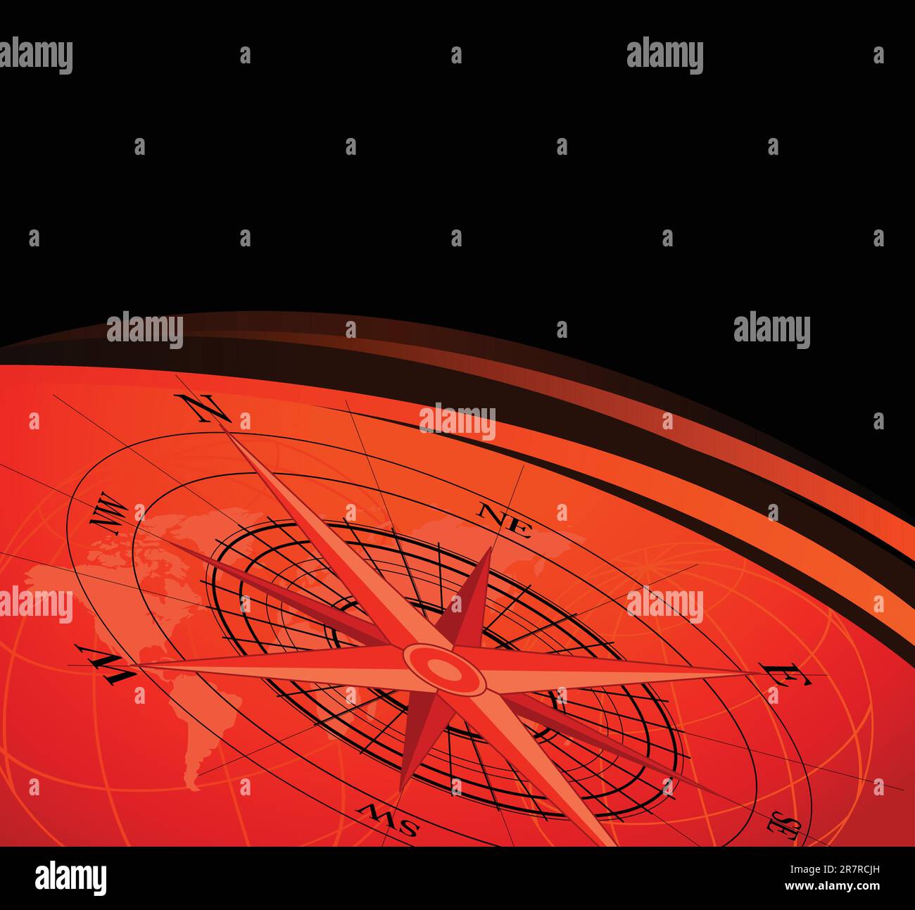 Abstract background with compass icon and world map Stock Vector Image ...
