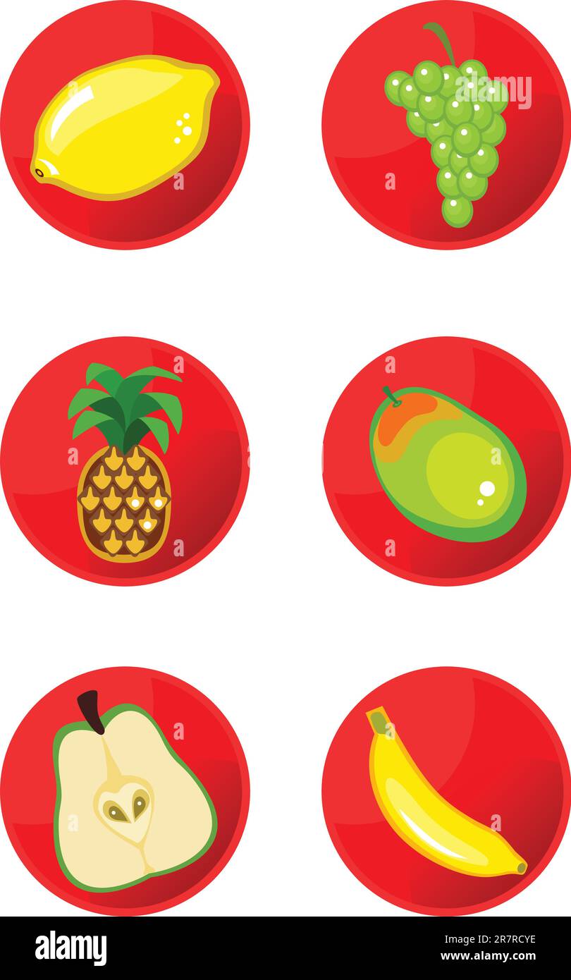 Vector fruit icons isolated on white background Stock Vector Image ...