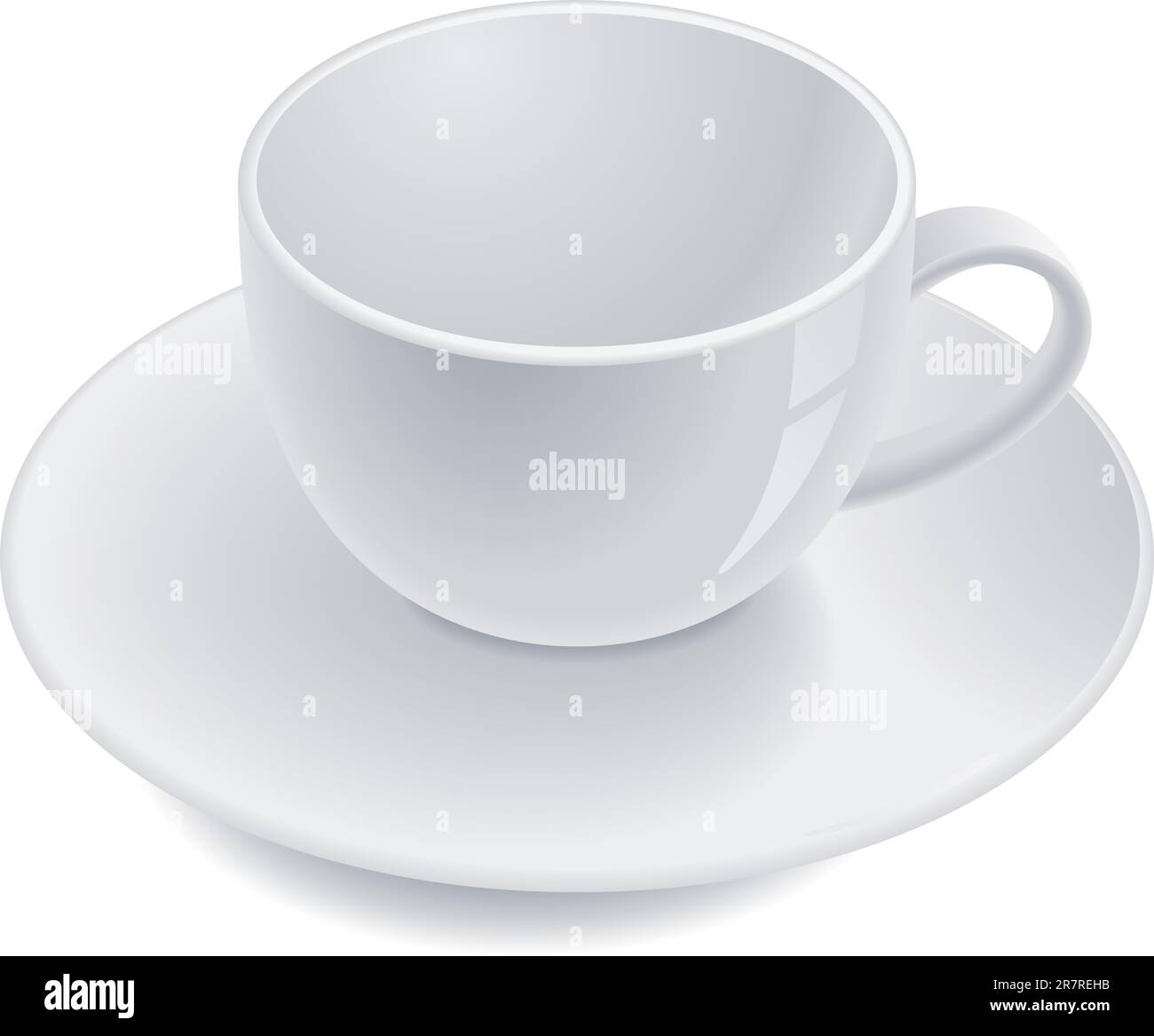 Empty teacup on saucer. Vector illustration Stock Vector