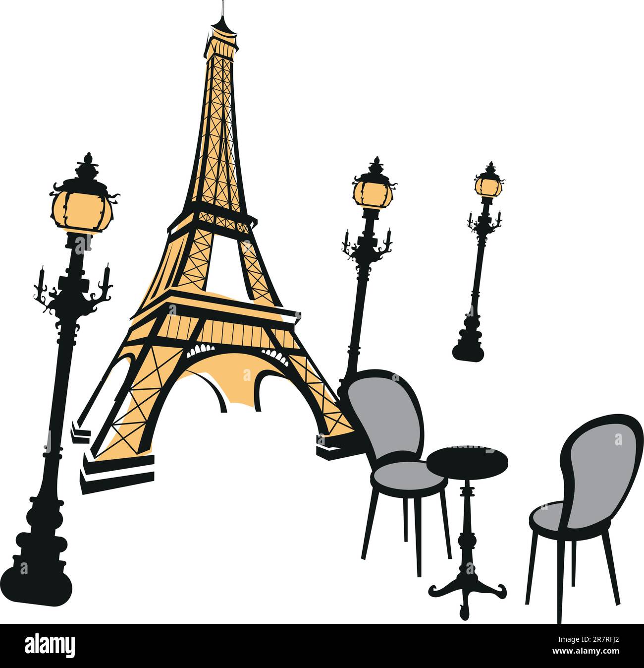 Eiffel tower, street lights and cafe Stock Vector Image & Art - Alamy