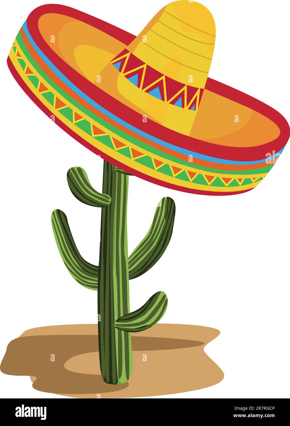 Illustration of a sombrero on a cactus isolated on white Stock Vector