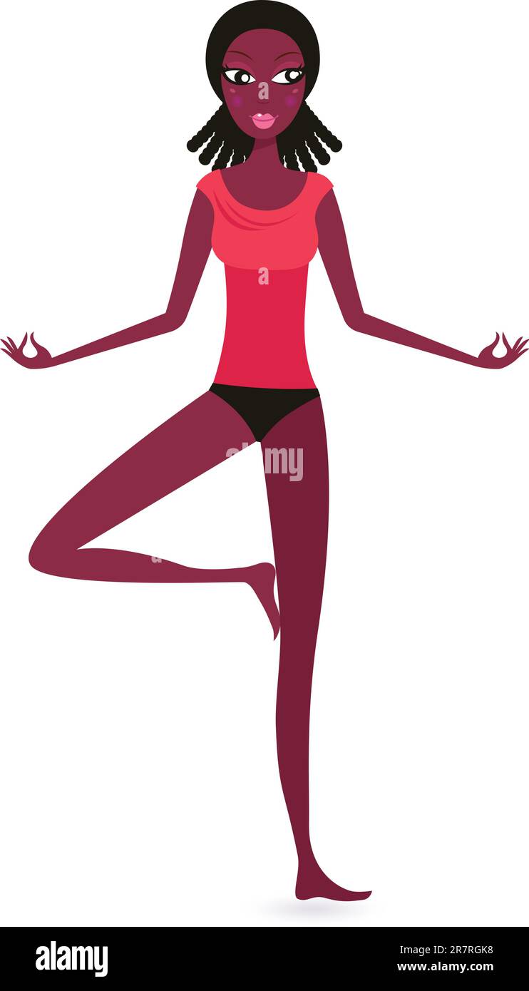 Woman excercising yoga asana. Vector Illustration Stock Vector