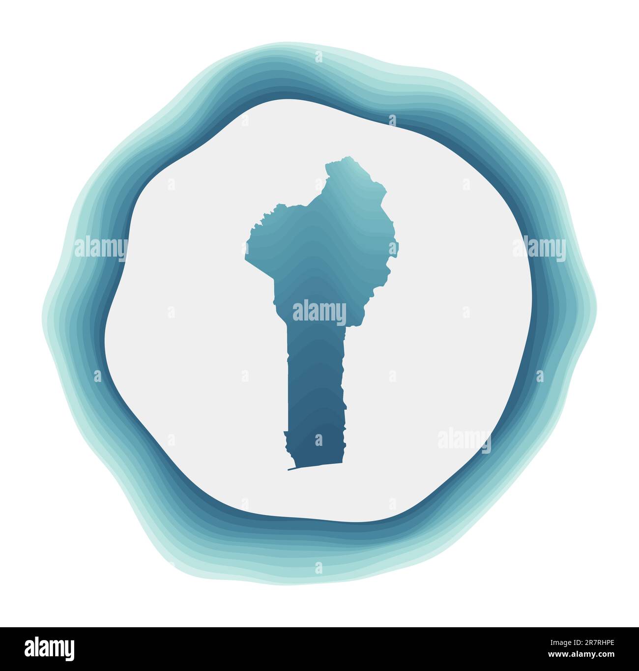 Benin logo. Badge of the country. Layered circular sign around Benin border shape. Superb vector illustration. Stock Vector