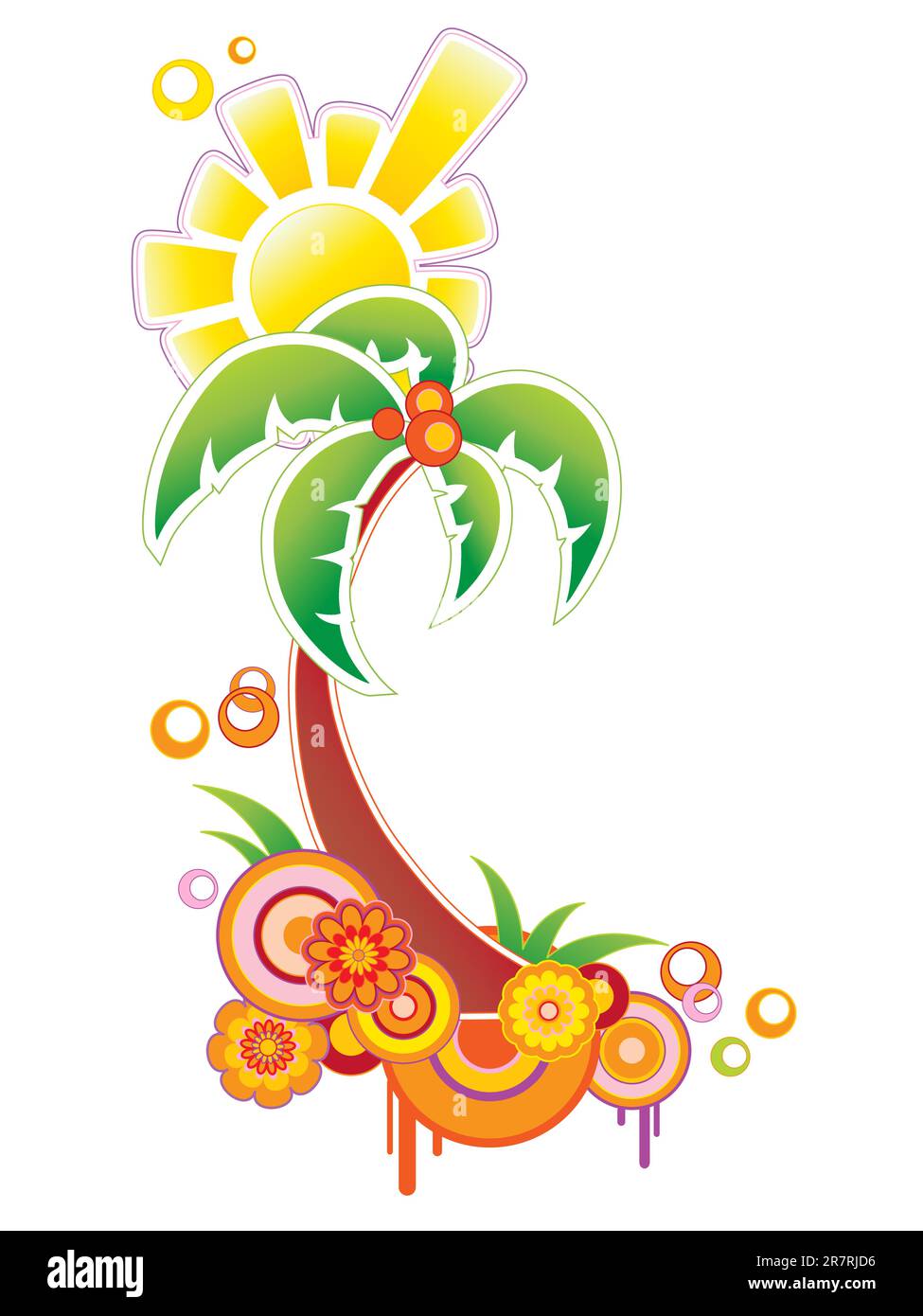 colored summer tropical background with palm Stock Vector Image & Art ...