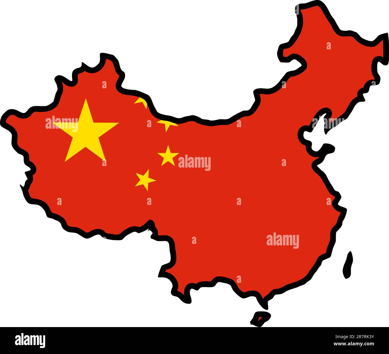Illustration of flag in map of China Stock Vector