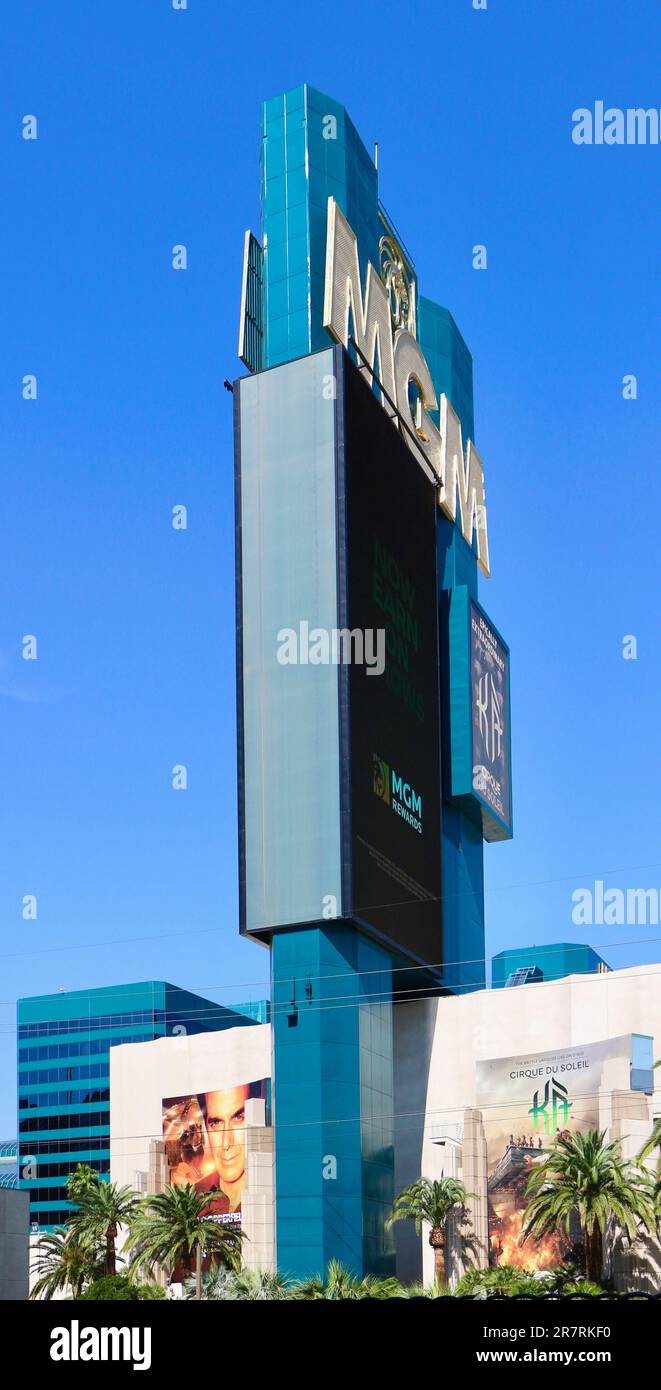 Sign for the MGM Grand Las Vegas casino hotel Las Vegas Strip Paradise Las Vegas Nevada USA Stock Photo