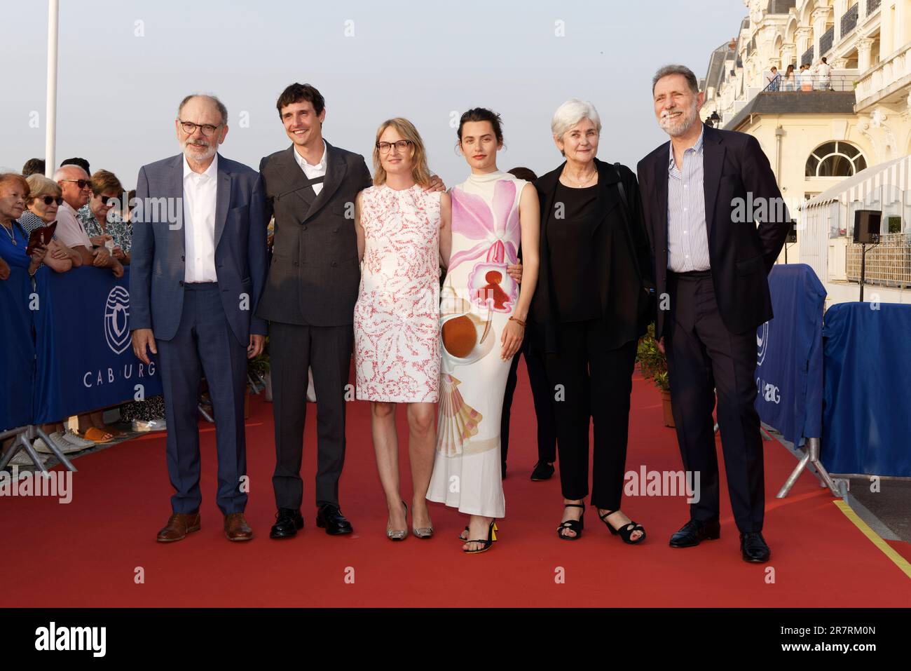 Cabourg, France. 16th June, 2023. Jean-Pierre Darroussin, Julien Frison Anna Novion, Ella Rumpf, Milena Poylo and Gilles Sacuto walk the short movie awards red carpet during Day Three of the 37th Cabourg Film Festival on June 16, 2023 in Cabourg, France. Credit: Bernard Menigault/Alamy Live News Stock Photo