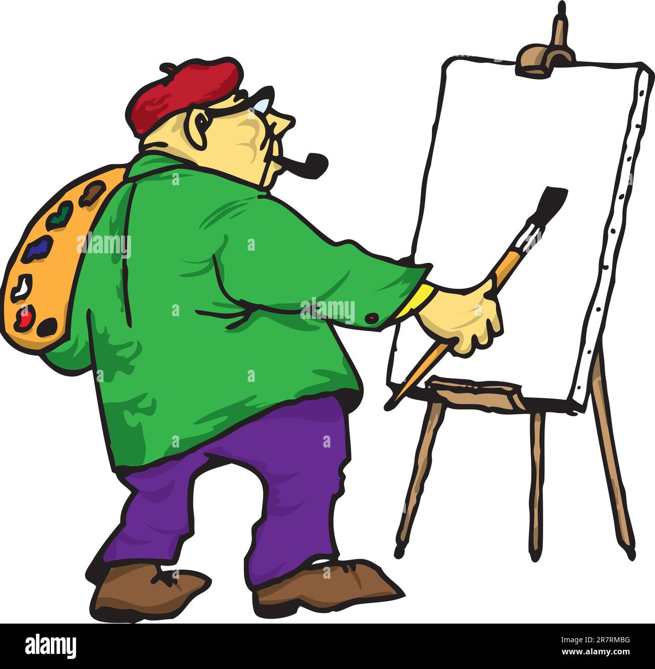 Picture of the artist with his easel, palette and brush Stock Vector ...