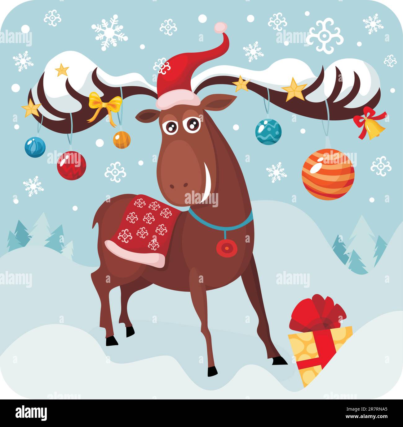 vector illustration of a christmas deer Stock Vector