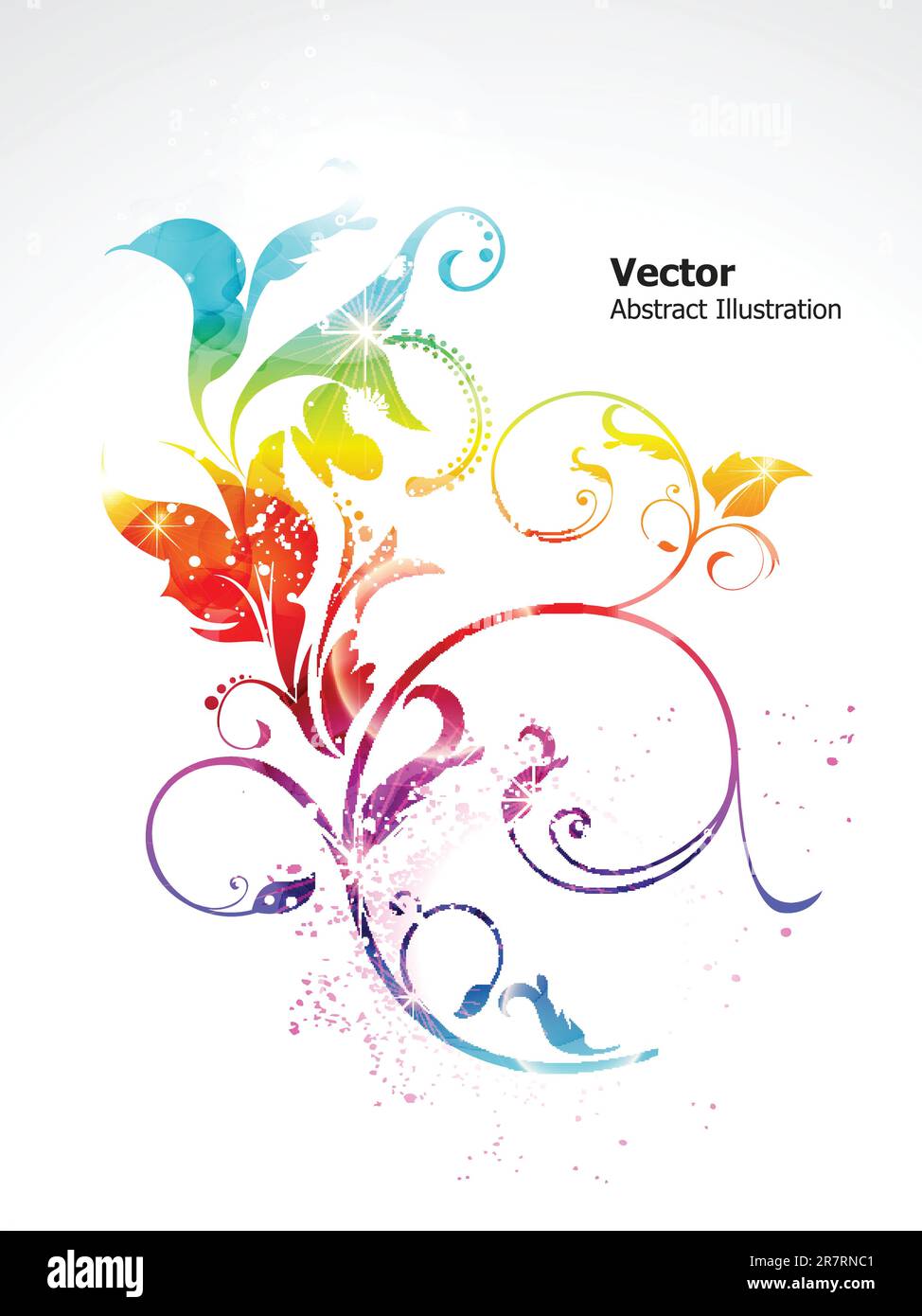 abstract colorful shiny rainbow floral vector illustration Stock Vector