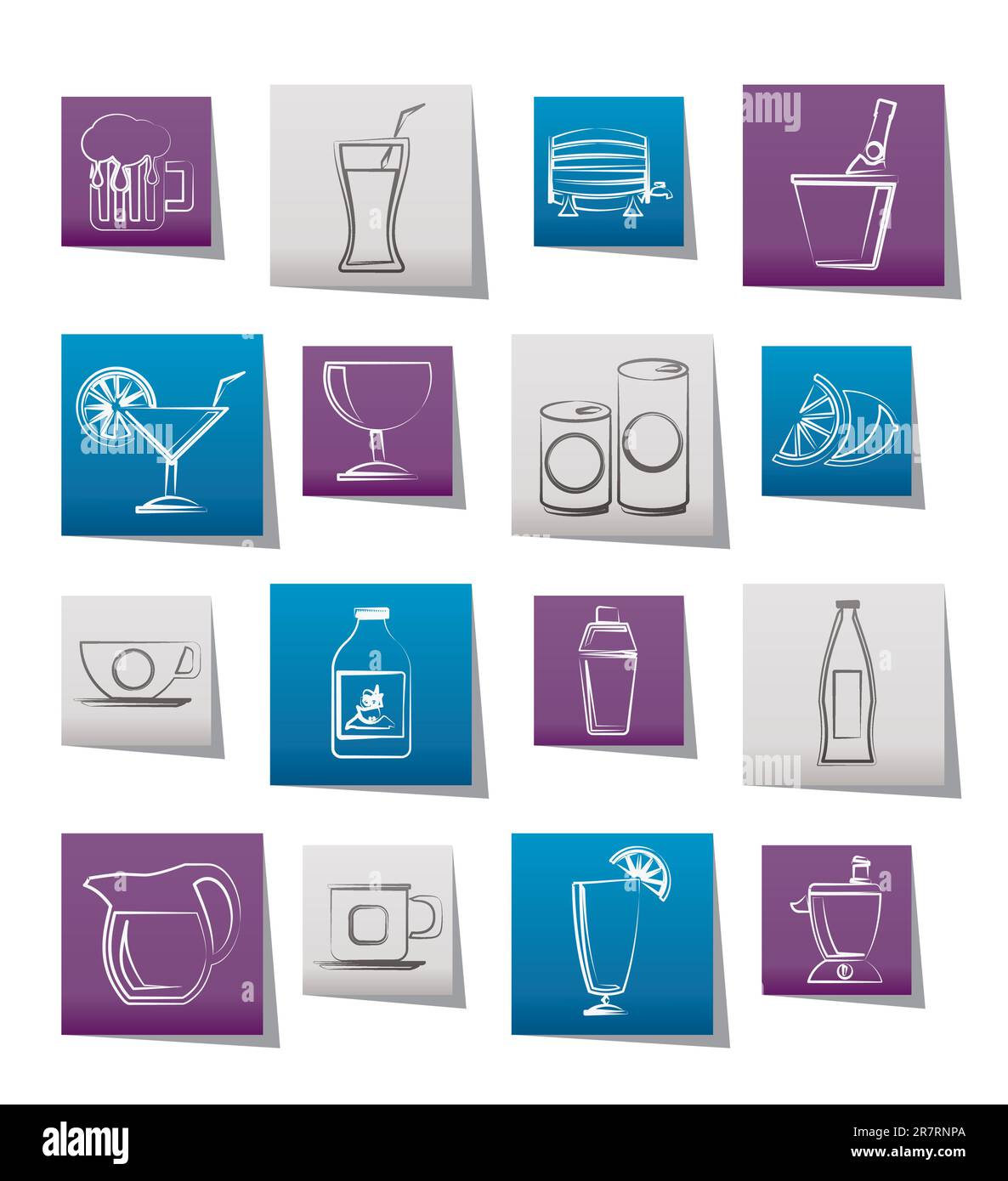 beverages and drink icons - vector  icon set Stock Vector