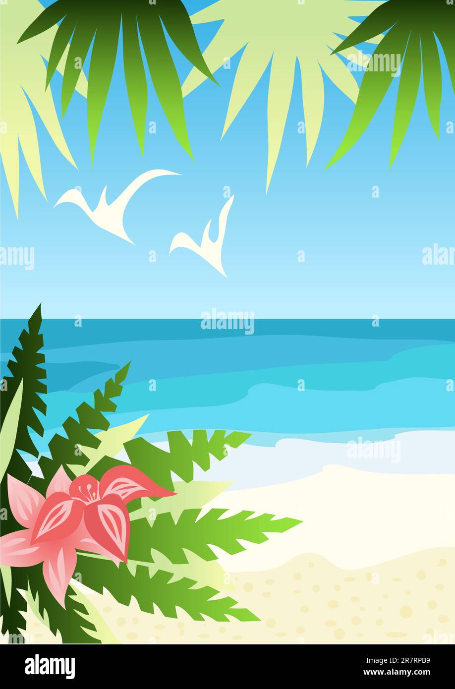 Bright sunny beach. Vector illustration Stock Vector Image & Art - Alamy