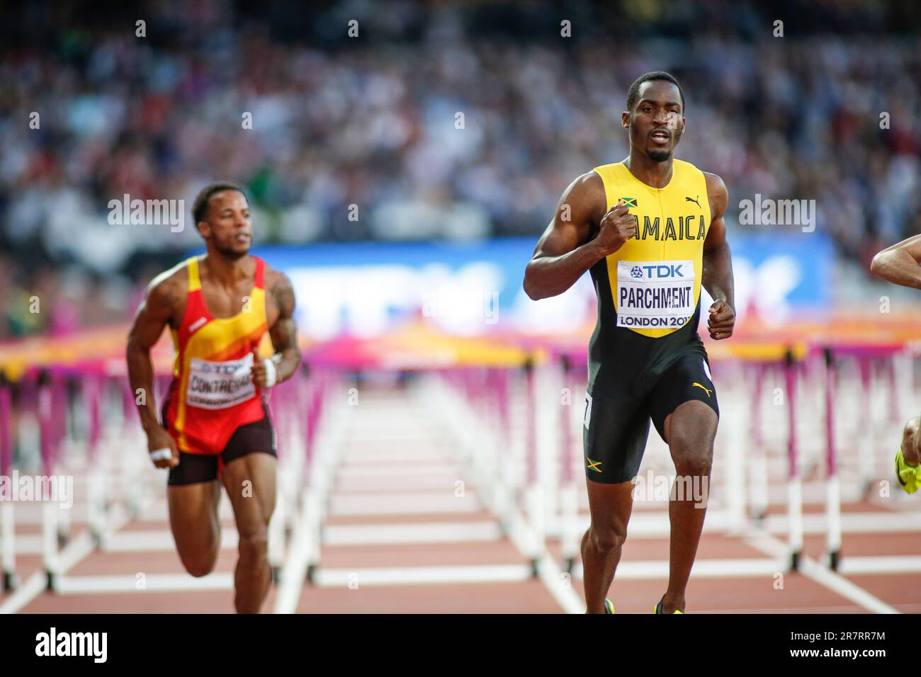 Hansle PARCHMENT participating in the 400 meter at the World Athletics