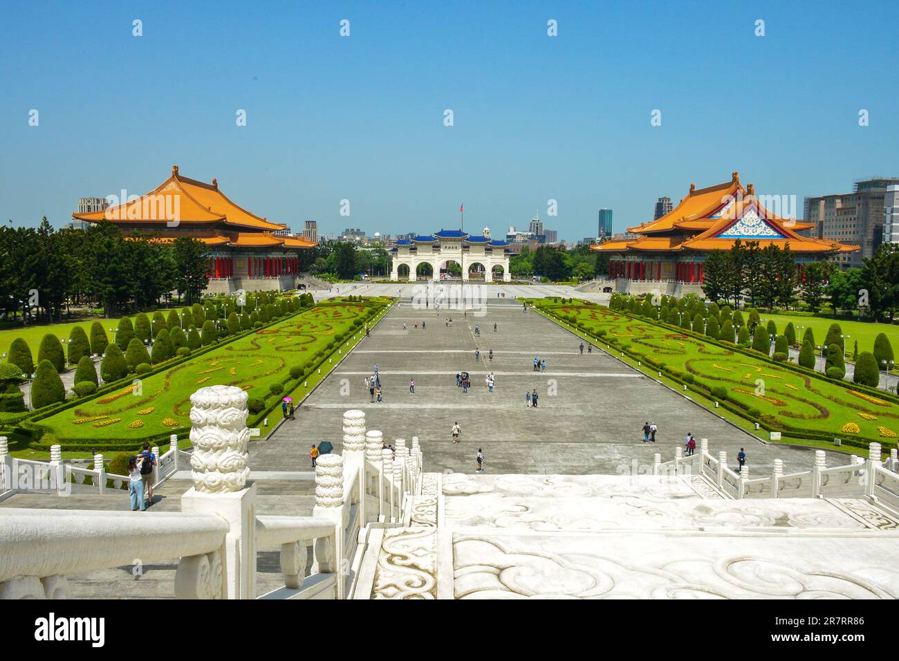 View over the National Taiwan Democracy Square at Chiang Kai-Shek Memorial Hall, the famous tourists destination in Taipei, Taiwan Stock Photo
