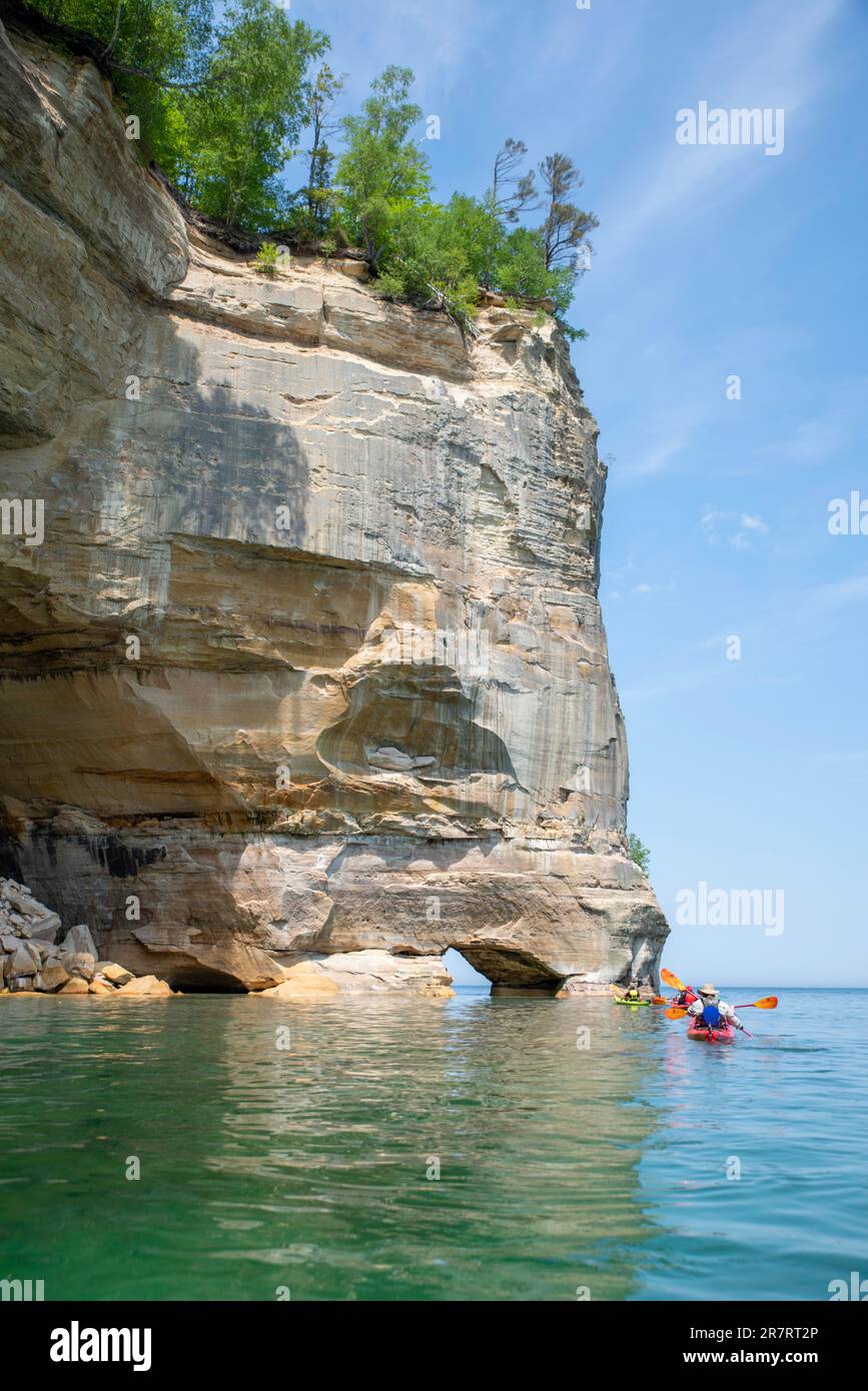 View of Grand Portal. Exploring with a kayak, Pictured Rocks National 